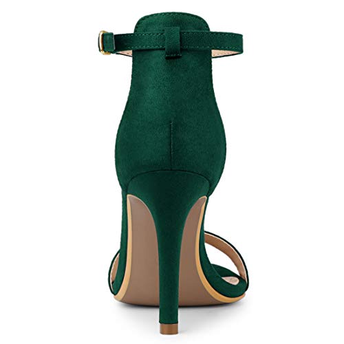 Allegra K Women's Suede Ankle Strap High Stiletto Heels Dark Green Sandals - 7 M US