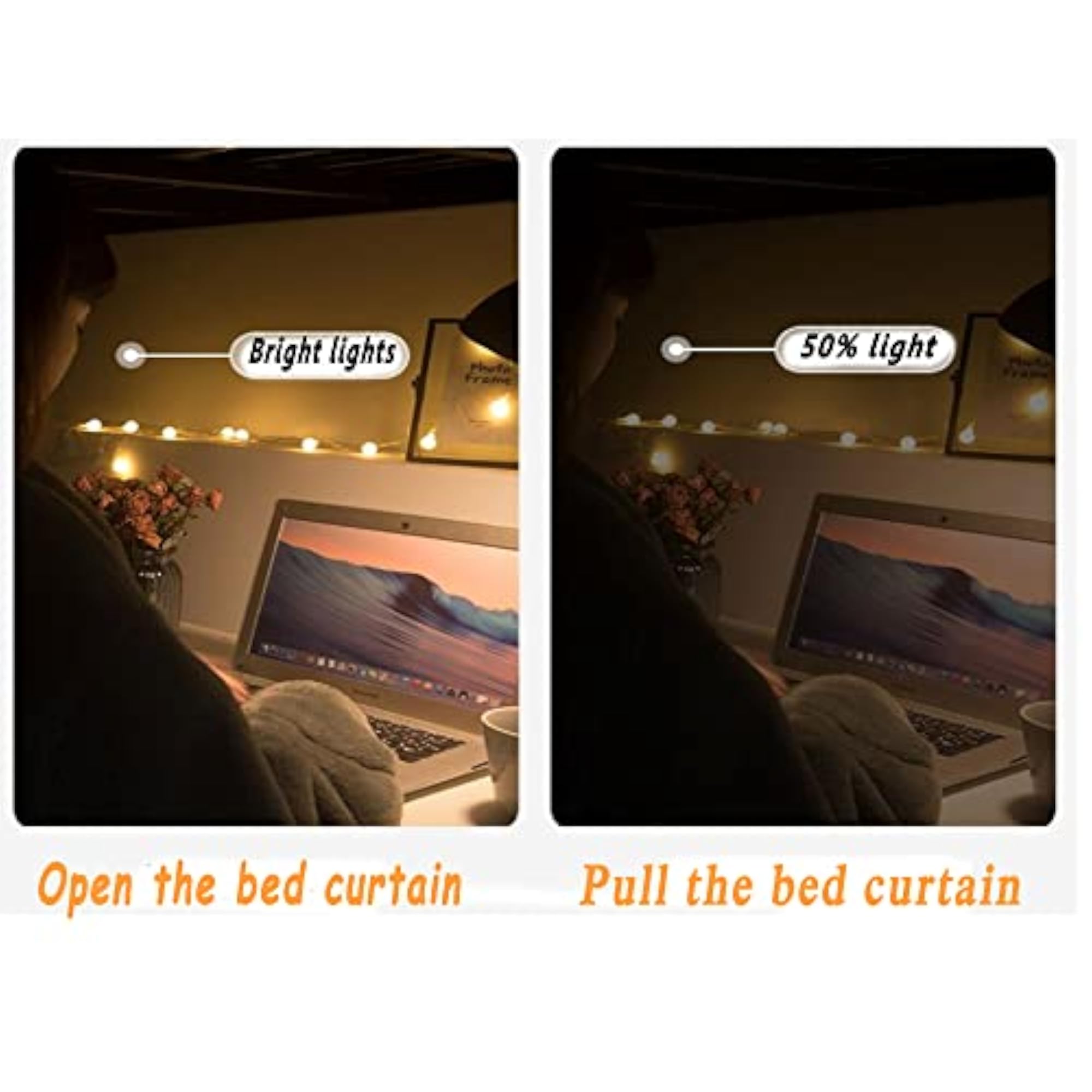 Blackout Bottom Bunk Privacy Bed Curtains for Canopy