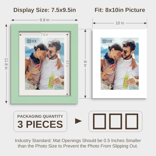 Image of VCK 8x10 Picture Frames 3 Pack, Green Wood Photo Frame, Wall Display