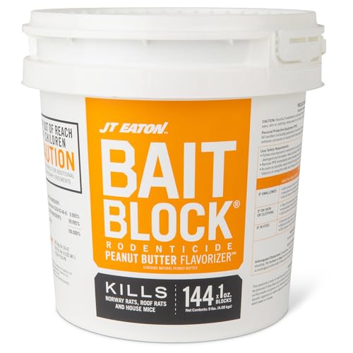 Bait Block Peanut Butter Flavor Rodenticide – 9 lb. Pail – Effective Rodent Control Bait Blocks – Long-Lasting and Easy to Use