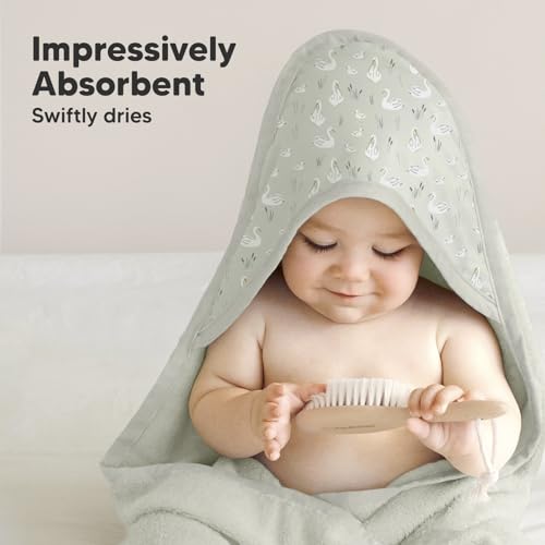 Image of KeaBabies Hooded Baby Towel for Newborn - Viscose Derived from Bamboo Large Baby Bath Towels with Hood for Boys, Girls, Toddler, Extra Absorbent & Soft Newborn Bath Essentials (Serenity, Regular)