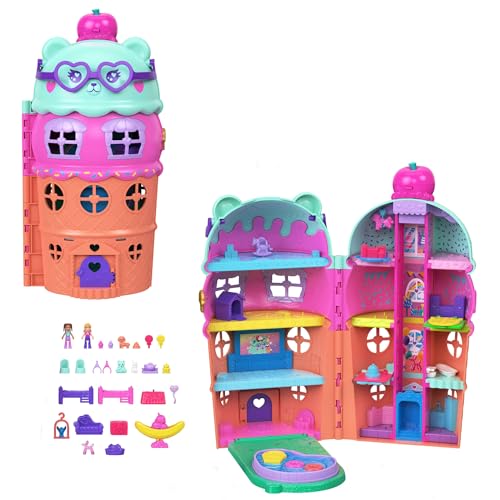 Polly Pocket Coffret Maison Cornet de Glace, Mini-Figurines, thématique Glace et Ours avec Plus de...
