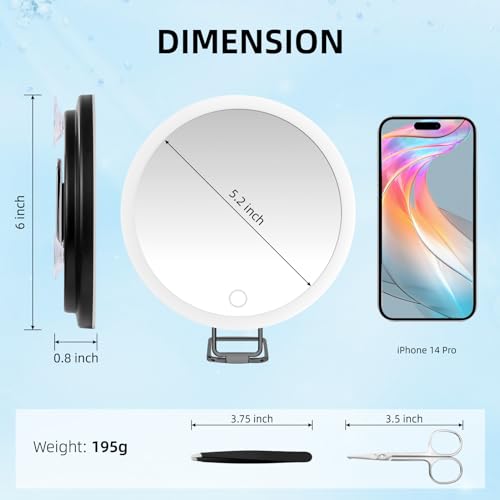 Espejo para maquillaje 10X con luz 6 pulgadas recargable miniatura 3