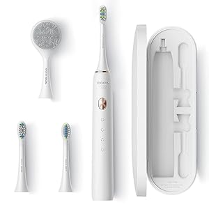 Soocas Electric Toothbrush for Adults, Rechargeable Electric Toothbrush with Travel Case, 3 Toothbrush Replacement Heads, 4 Modes 2 Mins Smart Timer, 4 Hours Charge Lasts 30 Days