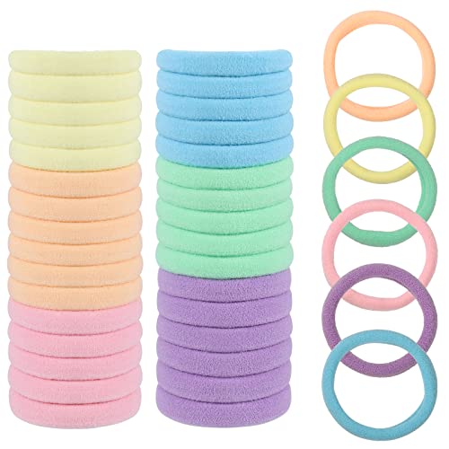 100 Pcs Élastique Cheveux, Elastique Cheveux Femme sans Couture, Multicolore Chouchou Cheveux Fille Femmes en Polyester pour Queue de Cheval Filles Bébé...
