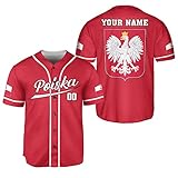 Leprints Personalized Polska Baseball Jersey, Poland Coat of Arms Lion Baseball Jersey for Men Women Scotland Flag Jersey (PK11)