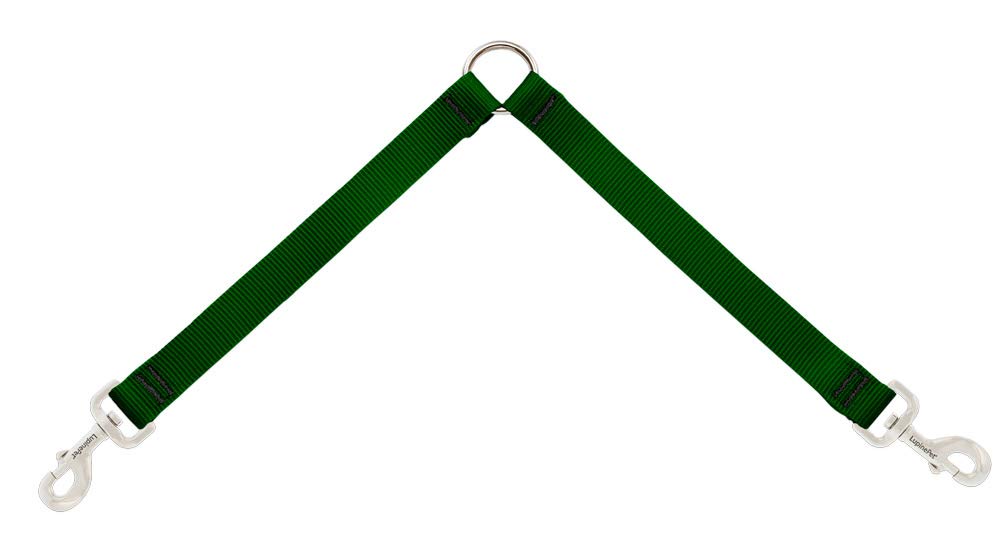 Coupler pour grands chiens double laisse Lupinepet vert nylon 2,5 cm x 61 cm