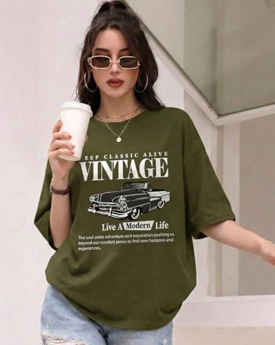 Image of AUSK Oversized T-Shirt for Womens || Graphic Front Printed Loose fit Womens Tshirt