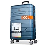 NOWI Hartschalenkoffer XL Groß - 100L Volumen - 158cm Gurtmaß - 8 Rollen 360° drehbar - Leichter Koffer mit Zahlenschloss & Teleskopgestänge - Reisekoffer mit Rollen, Trolley (türkis, XL)