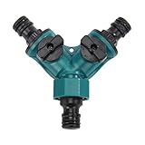 EINFACHE HANDHABUNG - Mit dem Y-Wasserverteiler können Sie am Gartenwasserhahn z.B. einen Sprinkler und eine Gartendusche gleichzeitig anschließen. Einfach den Wasserschlauch am Doppelanschluss des Zwei-Wegeverteiler befestigen.