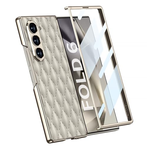 Coque pour Samsung Galaxy Z Fold6 antichoc étui cuir mince léger avec vitre écran gris clair