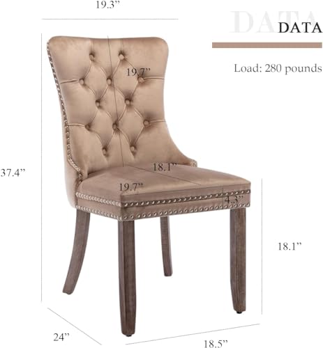 Velvet-Dining-Chairs-Set-of-6-Tufted-Dining-Room-Chairs-with-Nailhead-Ring-Pull-Trim-Upholstered-Dining-Chairs-with-Solid-Wood-Legs-for-Kitchen-Dining-Room-Khaki Velvet Dining Chairs Set of 6 Tufted Dining Room Chairs with Nailhead Ring Pull Trim Upholstered Dining Chairs with Solid Wood Legs for Kitchen Dining Room Khaki