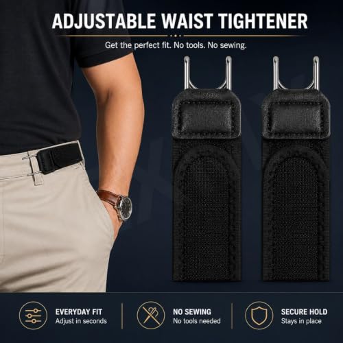 Image of Buckleless Belt Hook Tactical Metal Hook Elastic Belt - Unisex Buckle-Free Invisible Waist Belt for Men & Women, Premium Stretch Belt Alternative for Jeans, Chinos & EDC Work