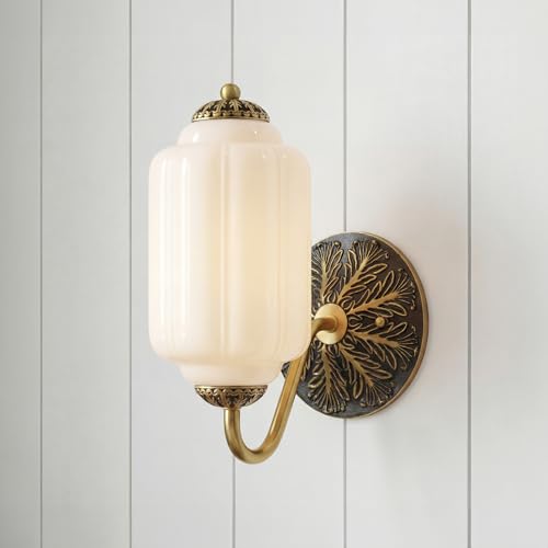 CKENSU Vintage Milk White Glass Wall Sconce - Milk Glass
