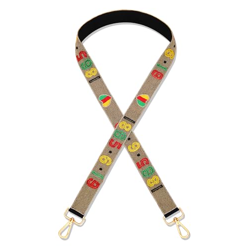 Image of NLCAC Beaded Purse Strap Replacement Crossbody Bag Strap Mardi Gras Valentines Day Holiday Crossbody Strap for Bags