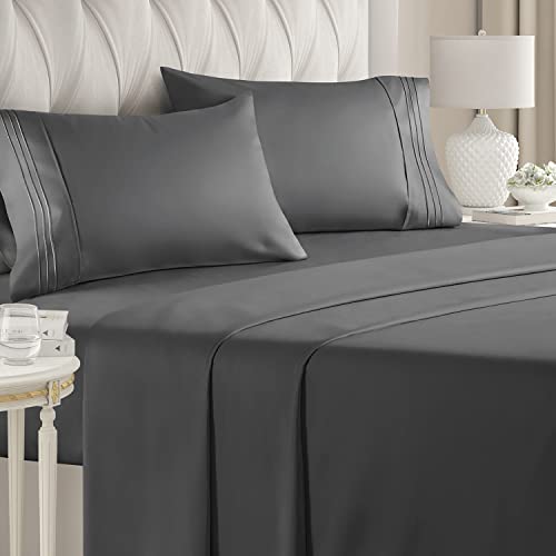 King Size 4 Piece Bedding Sheet Set – Breathable & Cooling – Hotel Luxury Bed Sheets Set – Easy Fit – Soft, Wrinkle Free & Comfy Charcoal Oeko-Tex Bedding Sheets – Deep Pockets 4 Piece Bed Sheet Set