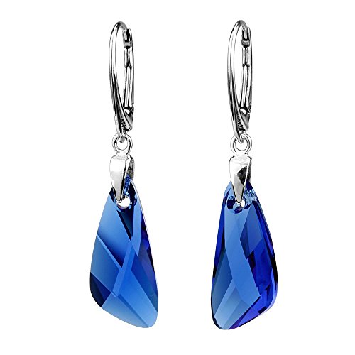 SILVEGO Pendientes de plata con Swarovski® Cristal azul Capri Blue