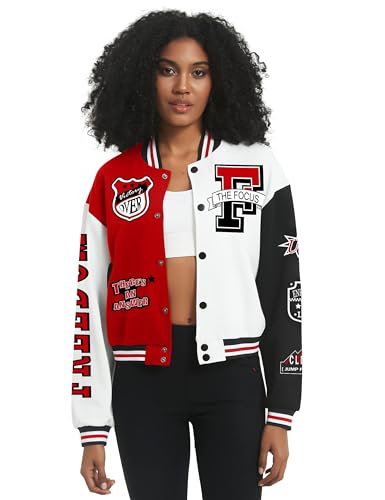COZYPOIN Women's Varsity Jacket Cropped Letterman Jacket Lightweight Button Down Bomber Racer Baseball Y2K Coats3