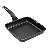 Mango ergonómico y apilable BRA Efficient-Grill asador, Negro, 28 cm