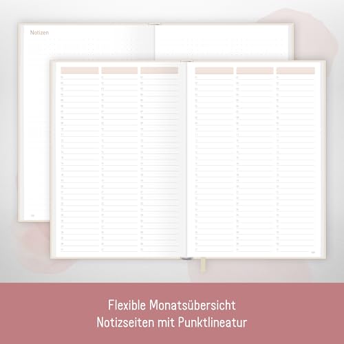 paper&you® Work & Life Wochenplaner ohne Datum A5 Soft Flower undatierter Kalender zur Achtsamkeit & Selbstorganisation, Planer undatiert, Dankbarkeitstagebuch - nachhaltig & klimafreundlich