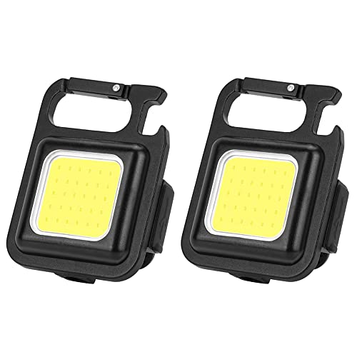 Linterna pequeña, 2 piezas Mini llavero multifuncional Luz de emergencia COB Mini linterna con 3 modos de luz, 500 lúmenes portátil Mini luz de trabajo LED, linterna impermeable magnética portátil Cover