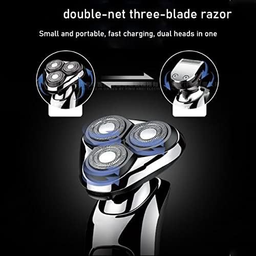 Head Shavers for Bald Men, Wet dry electric shaver facial electric razor for men male beard shaving machine rotary head usb rechargeable 2in1 grooming kit