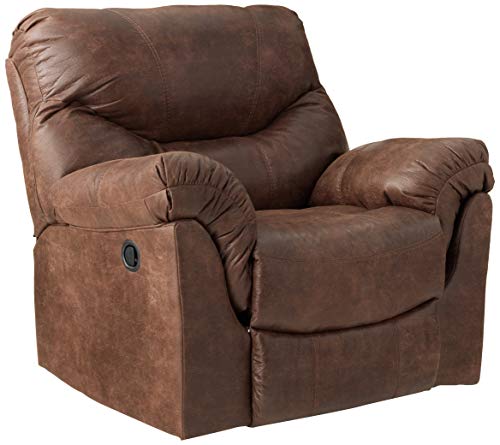 Signature Design By Ashley Alzena Faux Leather Oversized Manual Rocker Recliner, Brown #TOP23