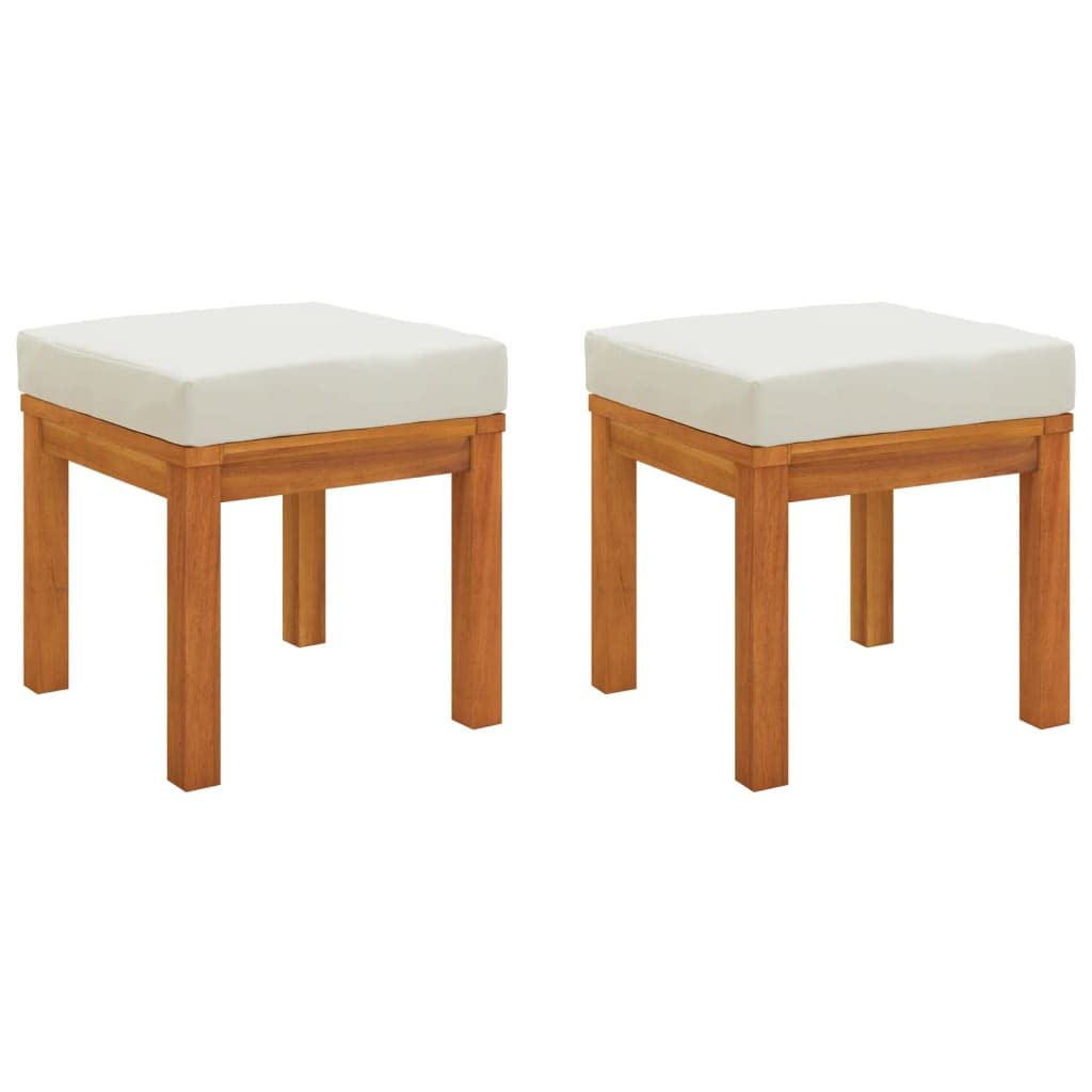 Taboret ogrodowy z poduszką 2 szt. 40 x 40 x 42 cm lite drewno