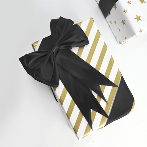 Image of 100 Yards Black Red Satin Ribbon Polyester Ribbon for Gift Wrapping Very Suitable for Weddings Party Hair Bow Invitation Decorations and More(1-1 /2 inch X 50Yards X 2 Roll)
