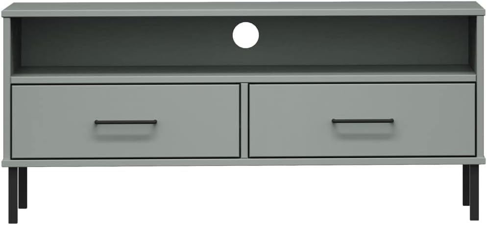 TV Cabinet with Metal Legs GrayOffice TV Stand,Simple TV Stand,Freestanding TV Cabinet,Media Console,Sideboard,for Living Room,Media Room,Gaming Room,Study,Entrance,Solid Wood Pine OSLO