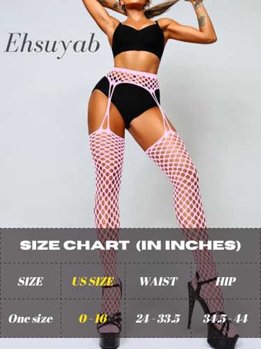 Image of EHSUYAB Women Sexy Fishnet Tights, Cutout Suspender Pantyhose Stockings Lingerie, Music Festival Rock Rave Outfits Party Club