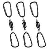 マグネットリリーサー 【耐荷重5kg】 磁石 強力 マグネットフック カラビナx2 ニッケル合金製 吊り下げ 落下防止 アウトドア キャンプ 登山 釣り 道具 コンパクト 軽量 携帯便利 ランタンフック BEIHOO (3セット, ブラック)