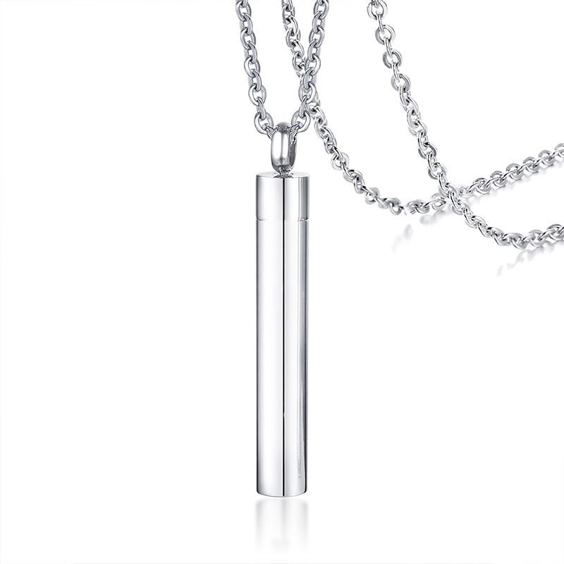 THE WHITE SHOP Dog Urn Necklaces For Ashes Paw Print Ashes Urn Pendant Necklace Cylinder Cremation Necklace For Pet Ashes Urn Necklace For Puppy Pet Memorial Keepsake Jewelry(B)