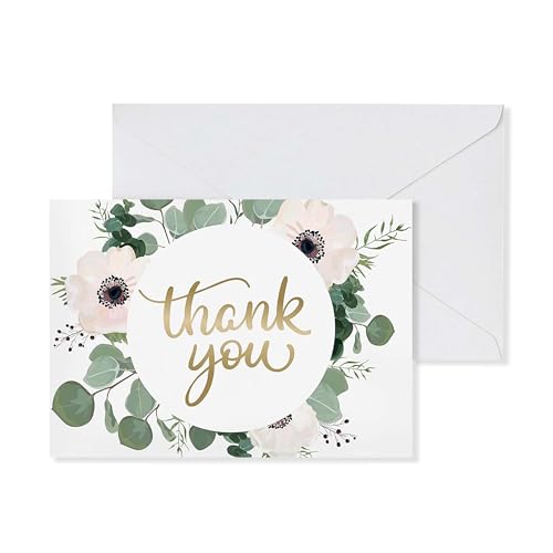 Thank You Cards, 48 Pack | Thank You Cards with Envelopes | Brida...