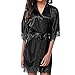 KaloryWee Kimono Femme Sexy Nuit en Satin Grande Taille Nuisette Luxe Pas Cher Peignoir Dentelle Patchwork Pyjama Robe Lingerie Vêtement De Nuit Cardigan Combinaison