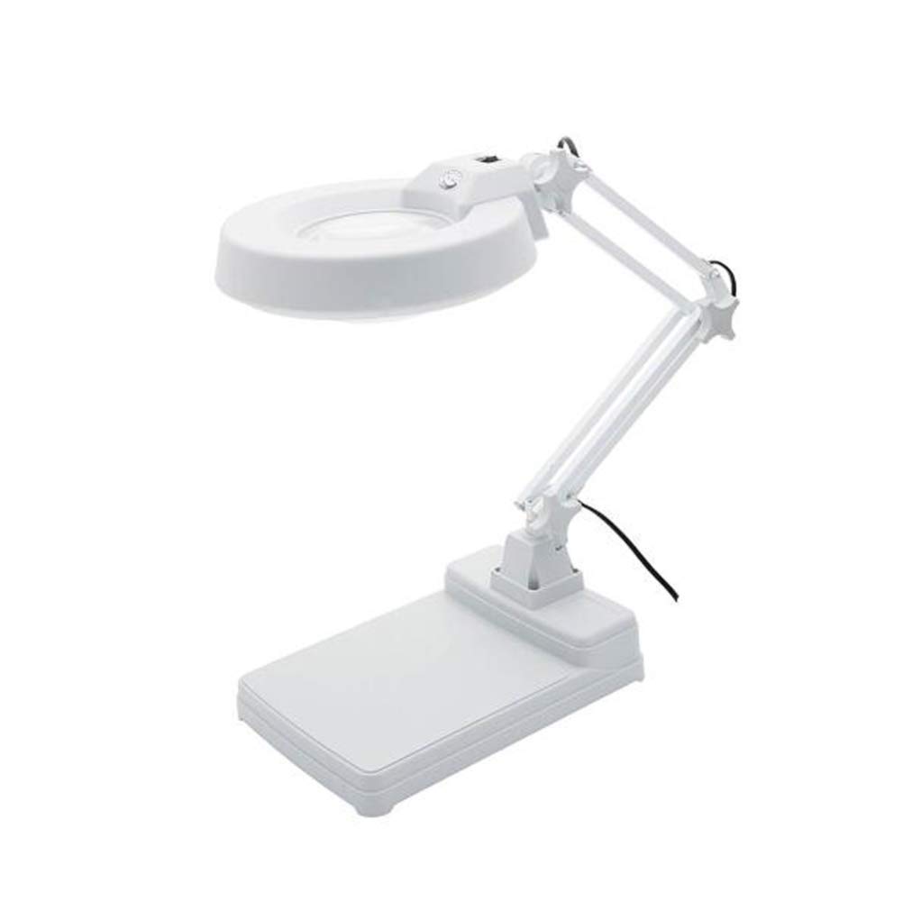 Klappbare LED-Schreibtischlampe, Lupenbrille, 12,7 cm (5 Zoll) Glaslinse, rotierende 10-fache Vergrößerungslupe mit LED-Licht, höhenverstellbare Lupe, ideal zum Lesen, Wartung, (Farbe: A) Safehappy