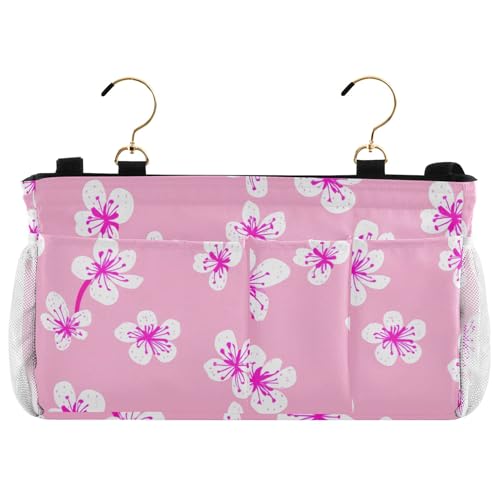 Burbuja Blossom Flowers Bedside Caddy Hanging Storage Organizer with 2 Straps and Hooks for Home College Dorm Bunk Bed Hospital Bed Crib
