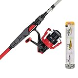 Abu Garcia Max X Spinng Reel and Fishing Rod Combo with Berkley PowerBait Swim Shad Soft Bait Clam, Red, 6'6" - Medium - 1pc
