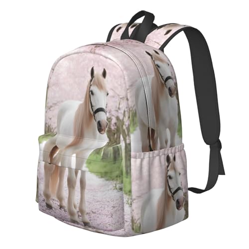 16 inch backpack 3D Animal White Horse Laptop Backpack Full Print School Bookbag Shoulder Bag for Travel Daypack2