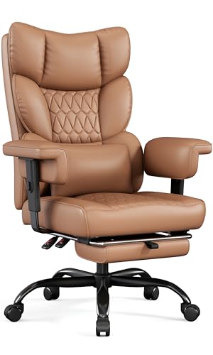 Image of Misolant Big and Tall Office Chair with Footrest, High Back Executive Desk Chair with Adjustable Lift Armrest, 155Recline,Lumbar Support Pillow, Faux Leather Gaming Chairs for Home or Office