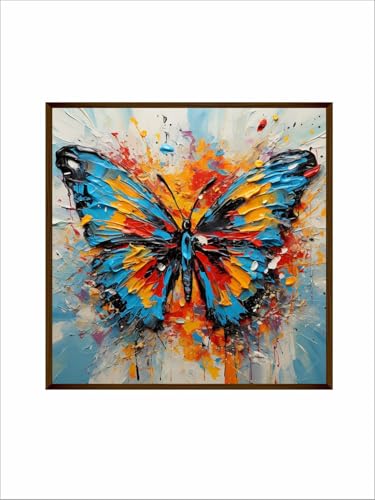 Image of Artsense Painting for wall decoration Abstract wall painting for living- butterfly painting for home decoration with frame-Multicolor /20x20 inches /(50x50 cm) (blue-mix)