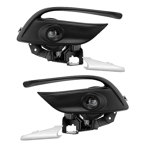 YIYIBYUS for 2017 2018 Mazda 3 LED LH RH Bumper Fog Lights Left Right DRL Foglamp w/Chrome Trim Bezel Switch Assembly Pair Front Lamp Left Right BAJC50C21A,BAJC50C11A