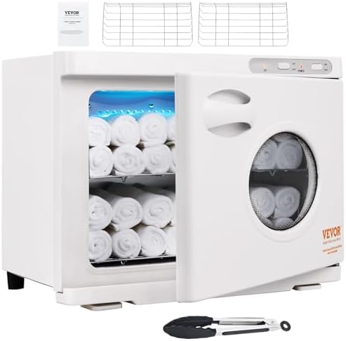 VEVOR 23 L Handtuchwärmer Kompressen Towel Handtuch Wärmer 50–60 Handtücher, Handtuch Hot Cabinet Handtuch Hot Cabinet mit UV-Lampe, Kompressenwärmer Heißhandtuchwärmer 360°-Heizfu