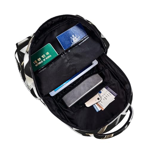 Mochila de senderismo EdWal impermeable con estampado triangular negro y dorado 5