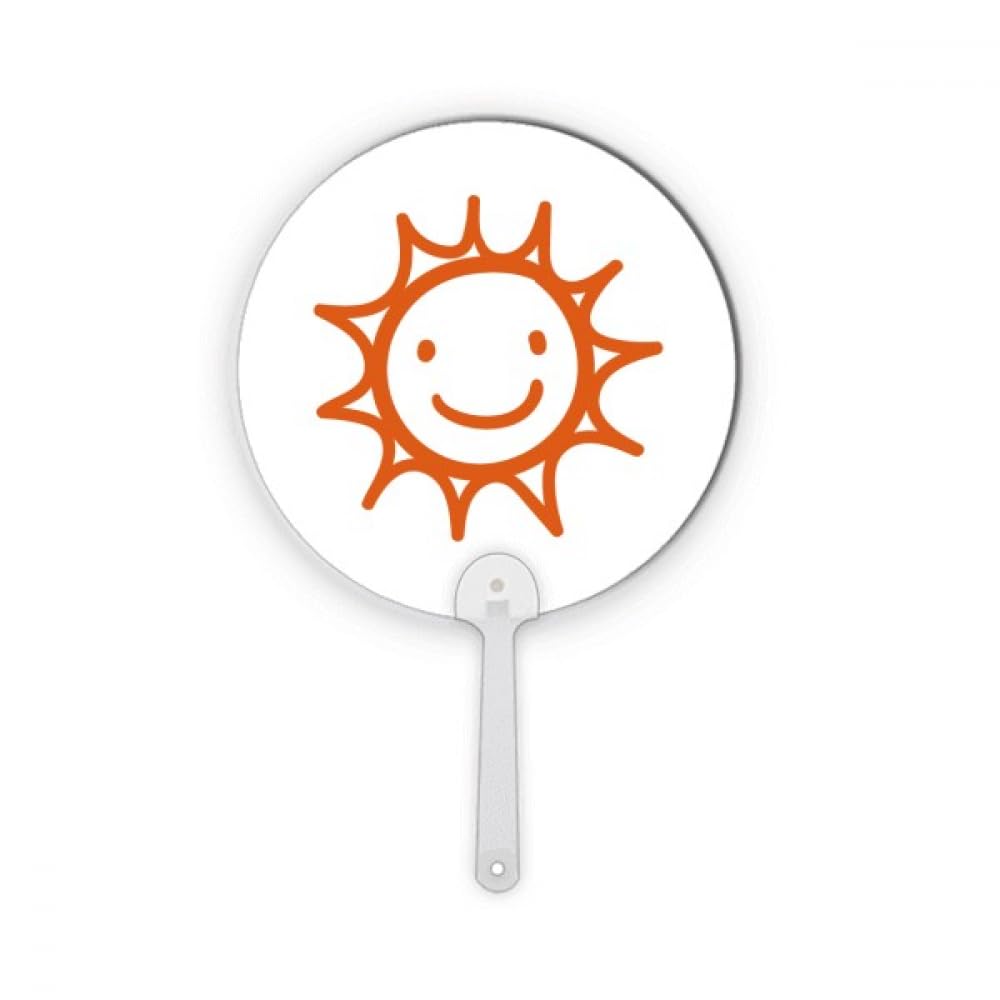 Éventail rond portable orange en plastique peint à la main pour décoration