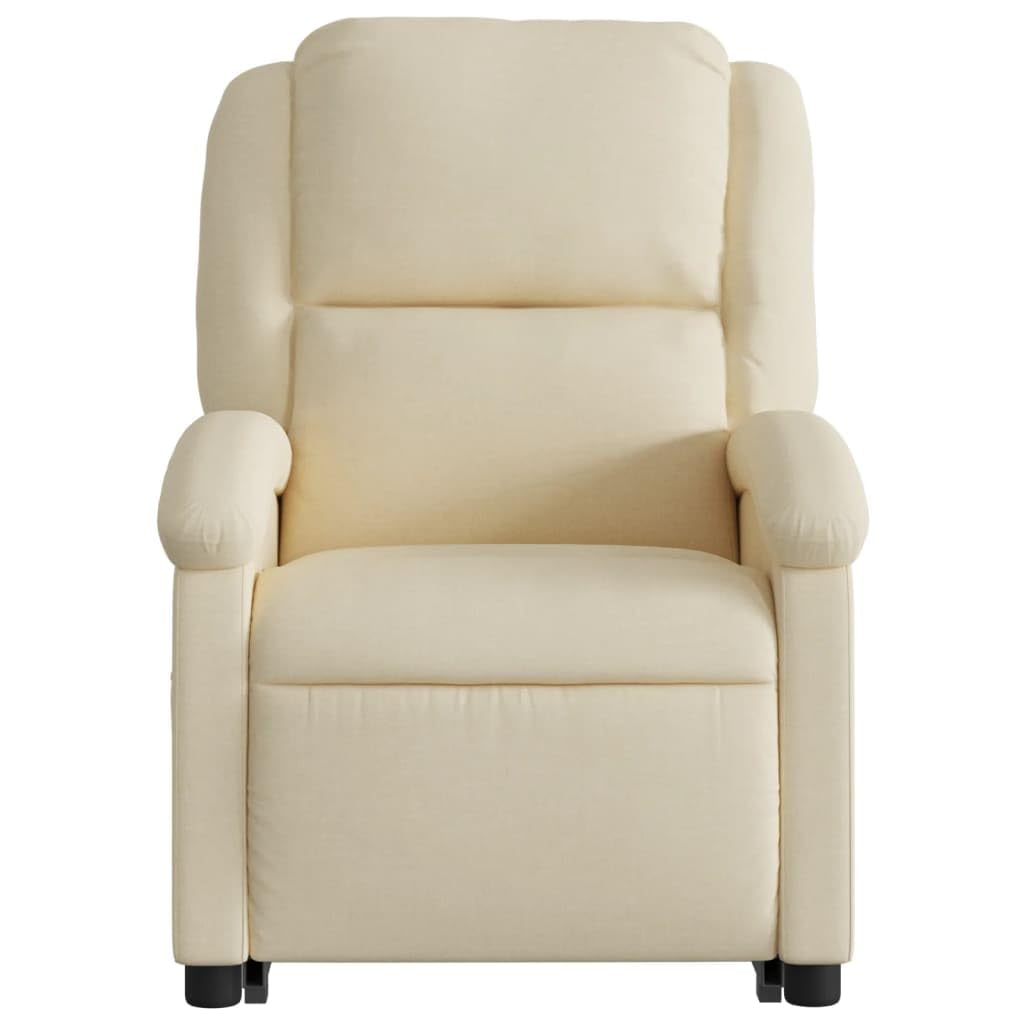 Willood Sillón Reclinable Elevable, Silla con Respaldo Reposabrazos, Asiento Ajustable para Ancianos, Tela Color Crema