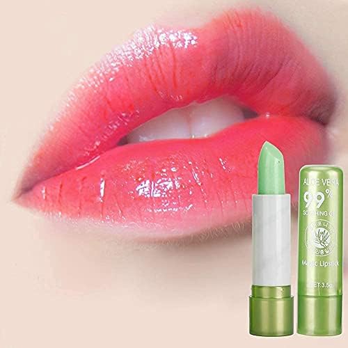 Aloe Vera Lipsticks, Long Lasting Moisturizing Lipstick,Moisturizing Lip Balm, Color Changing Lip Gloss Lipstick Beauty Tool Aloe Vera Lip Care Balm 3.5g (2PCS)