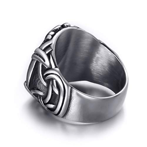 Elfasio Viking Rings Valknut Pirate Compass Norse Scandinavian Text Symbol Men Stainless Steel Vintage Jewelry Size 10 #TOP3