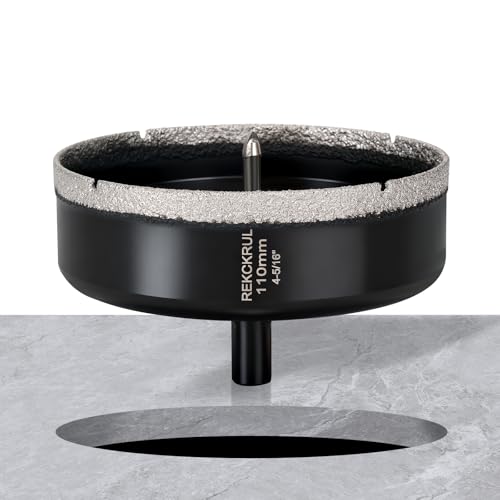 Image of 4-5 /16 Inch Diamond Hole Saw with Pilot Drill Bit 1PCS | Premium Tile Hole Saws Porcelain, Ceramic, Granite, Marble, Glass , 1-3 /8 inch Cutting Depth, Serrated Edge Wet /Dry Use (110mm)