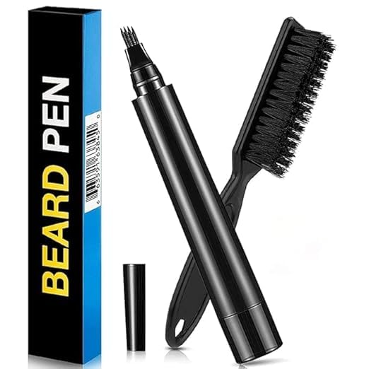 Beard Filling Pen Kit,Barber Styling Pen with Bristle Beard Brush,Waterproof Long-Lasting Durable Beard Pencil Filler for Men Beard, Moustache, Eyebrows (Black)-image-24